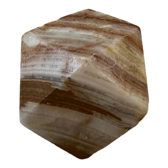 Banded Polished Marble Stone Rock Mineral Paperweight Octagon Shape Home Decor - Picture 2 of 6